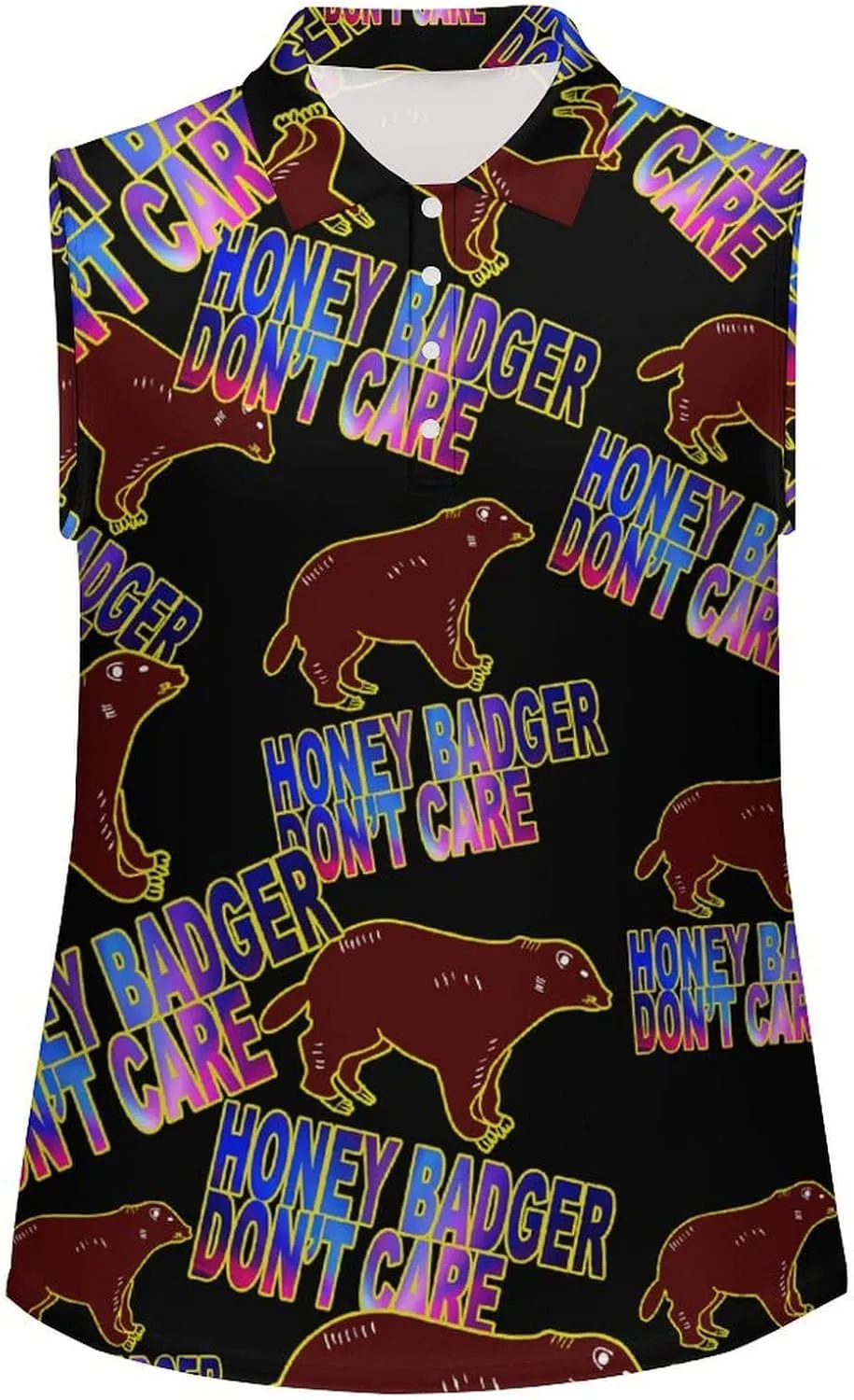 Honey-Badger Don T Care Women's Sleeveless Golf Polo Shirts Athletic Tank Tops