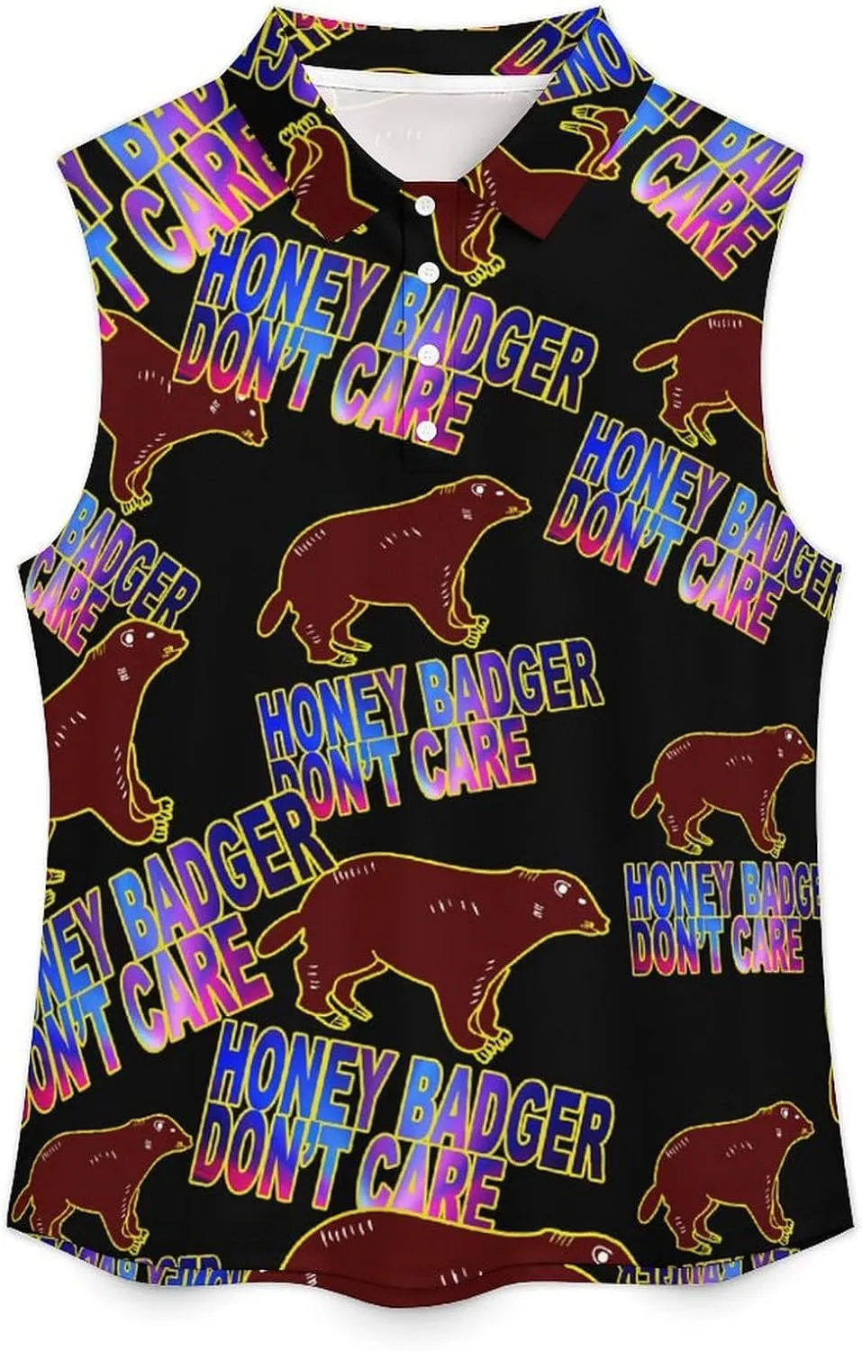 Honey-Badger Don T Care Women's Sleeveless Golf Polo Shirts Athletic Tank Tops