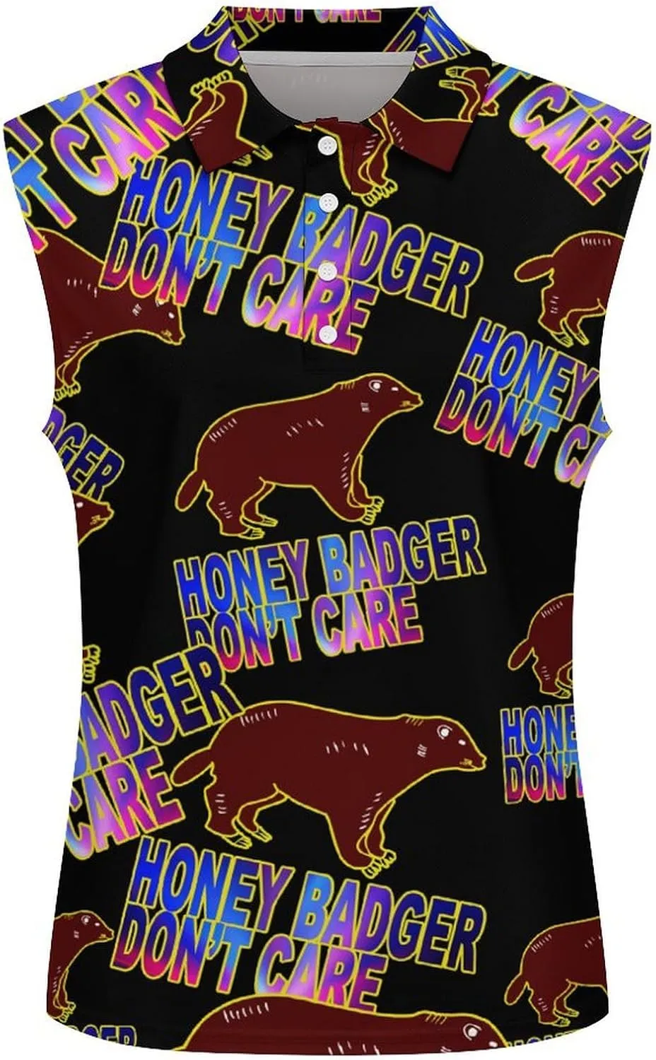 Honey-Badger Don T Care Women's Sleeveless Golf Polo Shirts Athletic Tank Tops
