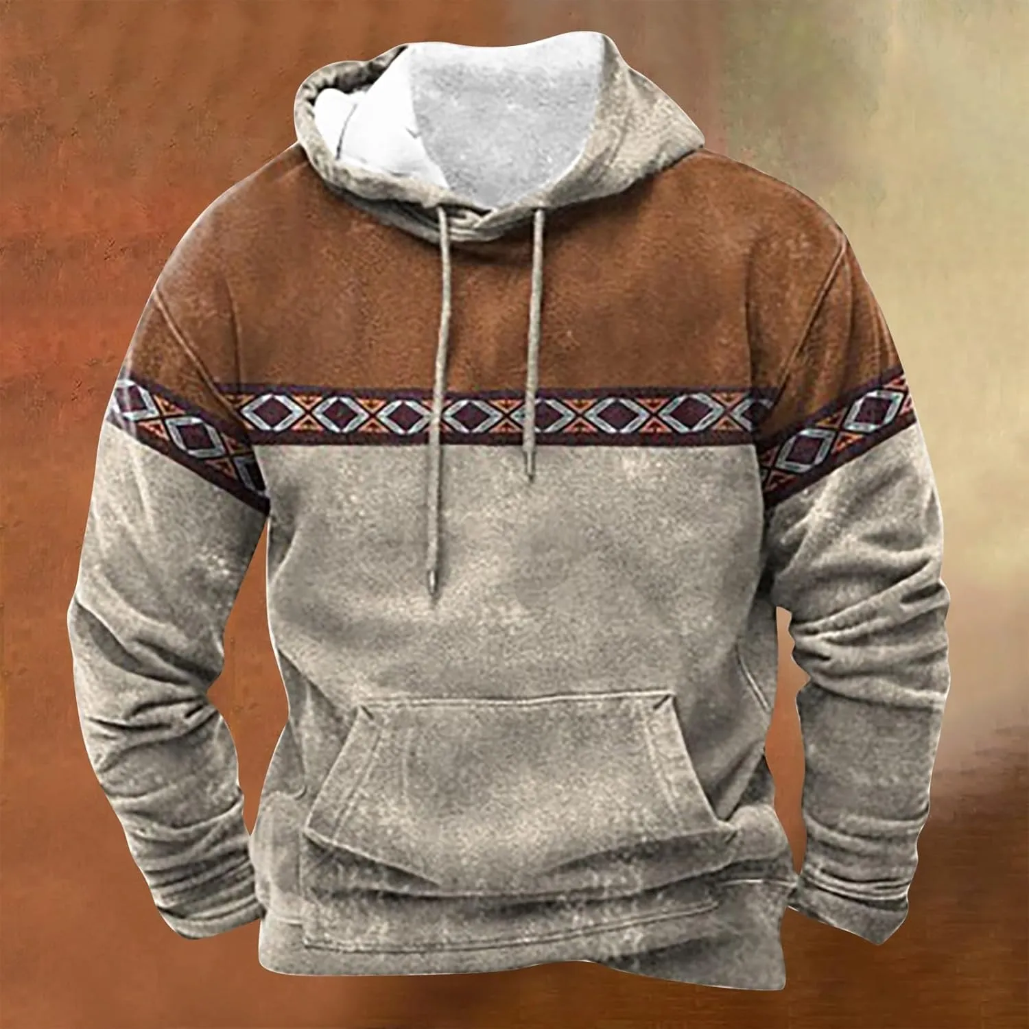 Hoodie Men And Winter Vintage Long Sleeve Hoodie Half Zipper Hooded Sweatshirt Top Workwear Multi Pocket Outdoor