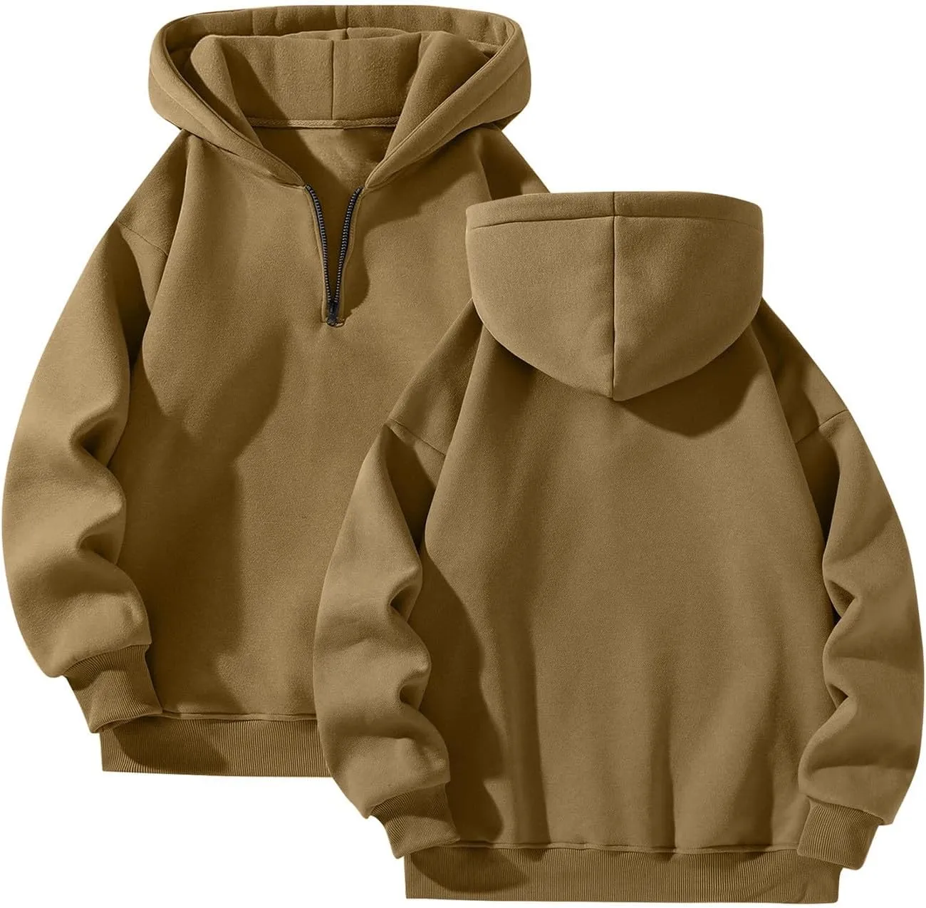 Hoodies for Men Quarter Zip Pullover Drop Shoulder Lightweight Workout Plain Hoodie Big And Tall Hooded Sweatshirt
