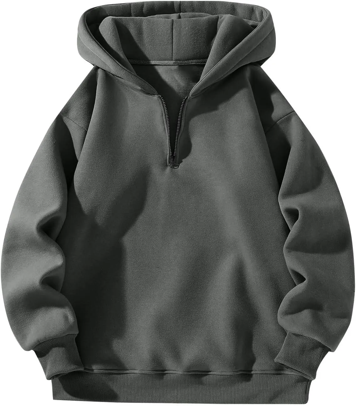 Hoodies for Men Quarter Zip Pullover Drop Shoulder Lightweight Workout Plain Hoodie Big And Tall Hooded Sweatshirt
