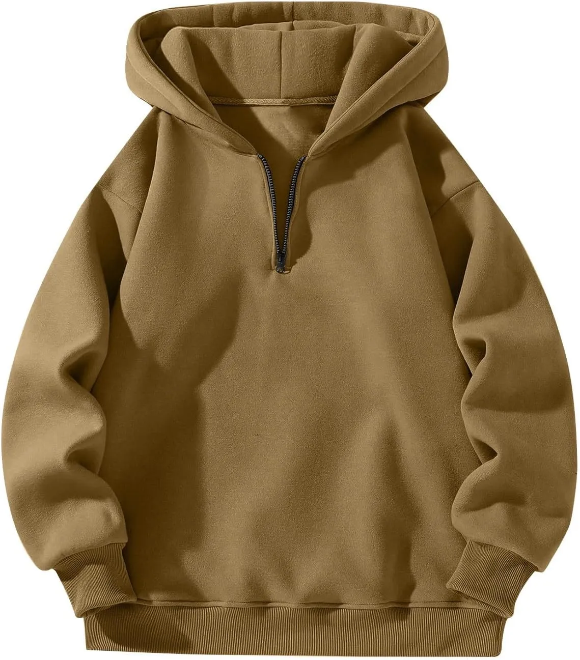 Hoodies for Men Quarter Zip Pullover Drop Shoulder Lightweight Workout Plain Hoodie Big And Tall Hooded Sweatshirt