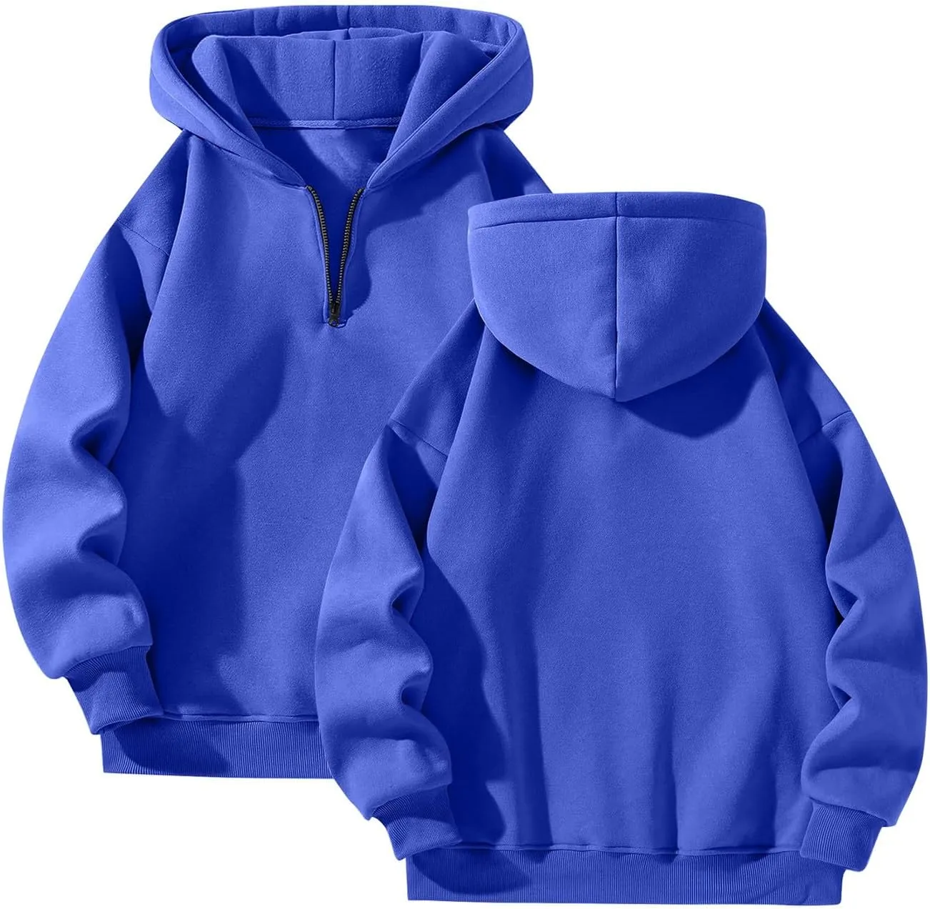 Hoodies for Men Quarter Zip Pullover Drop Shoulder Lightweight Workout Plain Hoodie Big And Tall Hooded Sweatshirt