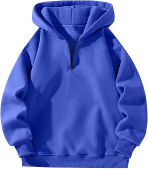 Hoodies for Men Quarter Zip Pullover Drop Shoulder Lightweight Workout Plain Hoodie Big And Tall Hooded Sweatshirt