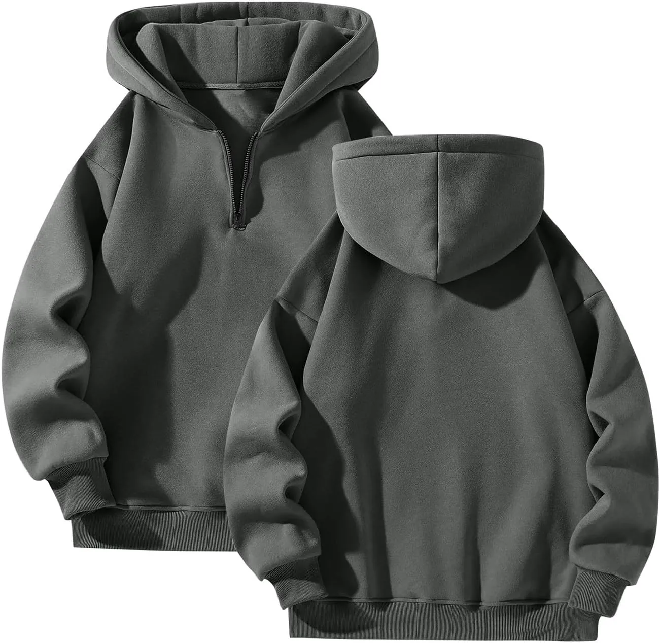 Hoodies for Men Quarter Zip Pullover Drop Shoulder Lightweight Workout Plain Hoodie Big And Tall Hooded Sweatshirt