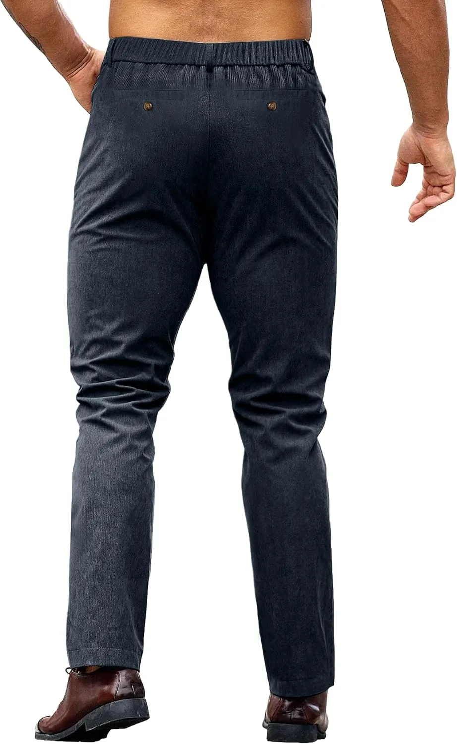 HOTake Men's Casual Corduroy Pants Lightweight Stretch Corduroy Trousers Straight Fit Dress Pants