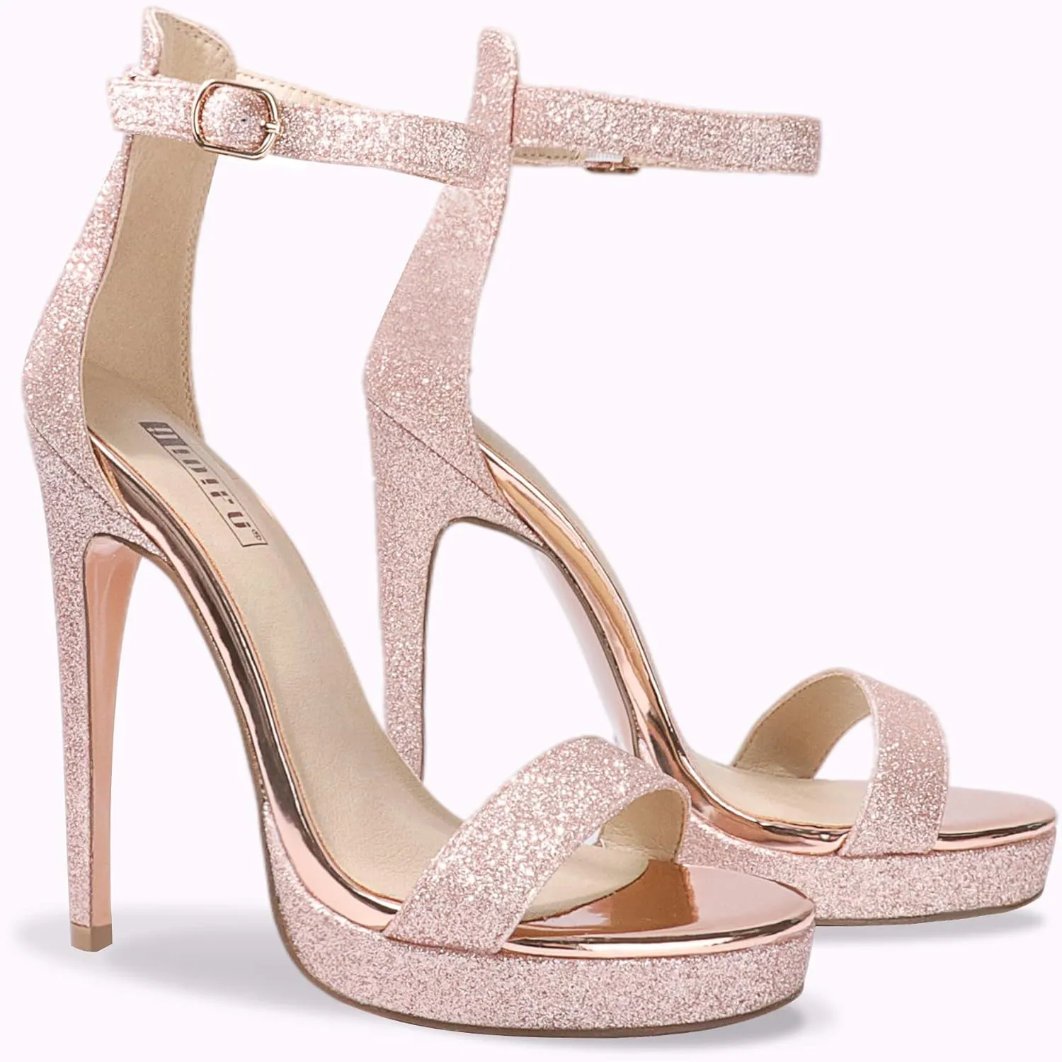 IDIFU Women's Stiletto High Heel Sandals Platform Open Toe Ankle Strap Dress Shoes for Women Bride Ladies in Wedding Bridal Party Homecoming