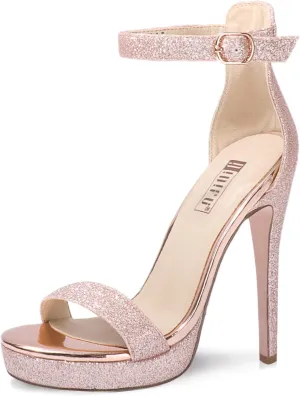 IDIFU Women's Stiletto High Heel Sandals Platform Open Toe Ankle Strap Dress Shoes for Women Bride Ladies in Wedding Bridal Party Homecoming