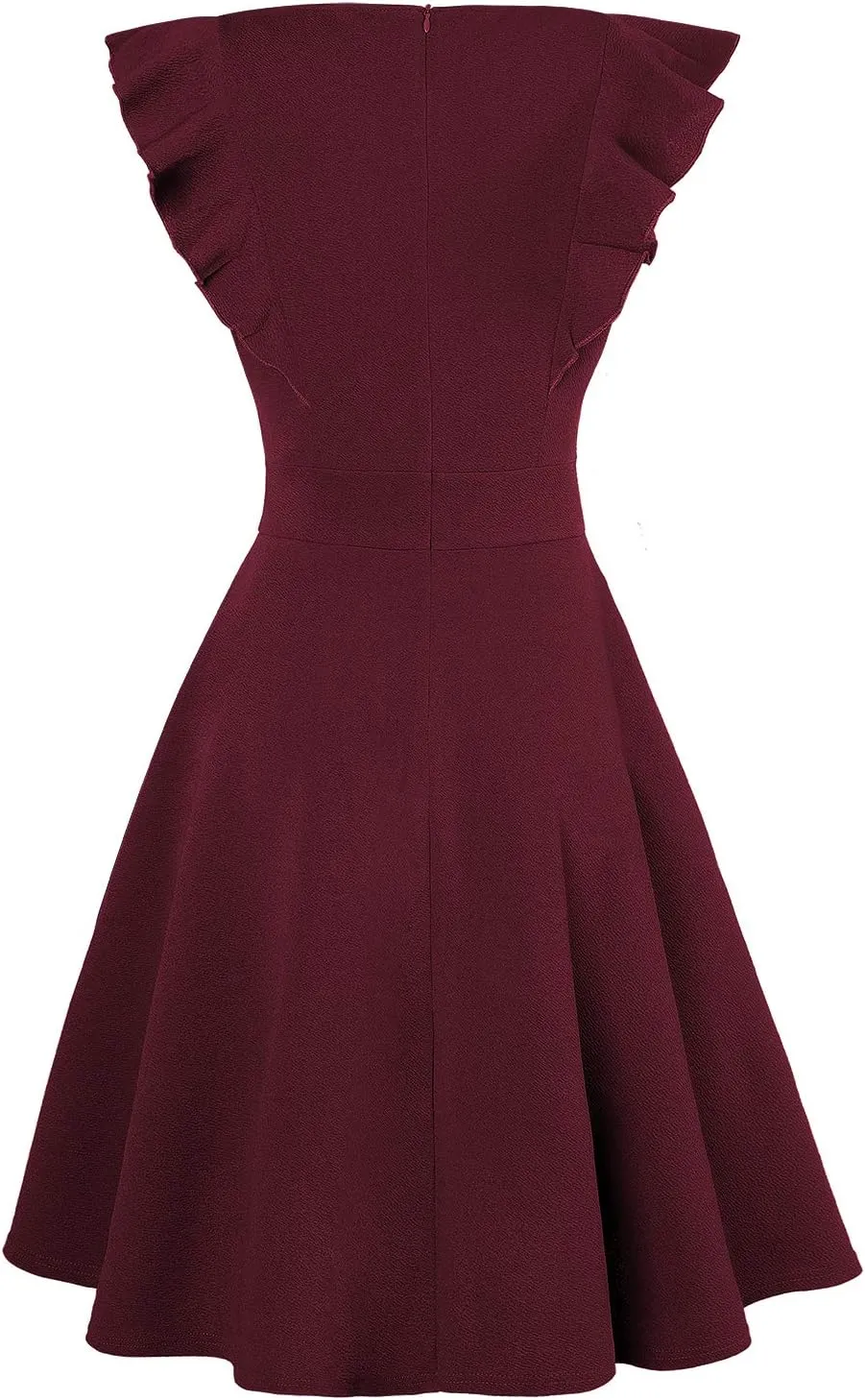 IHOT Women's Vintage Ruffle Floral Flared A Line Swing Casual Cocktail Party Dresses with Pockets
