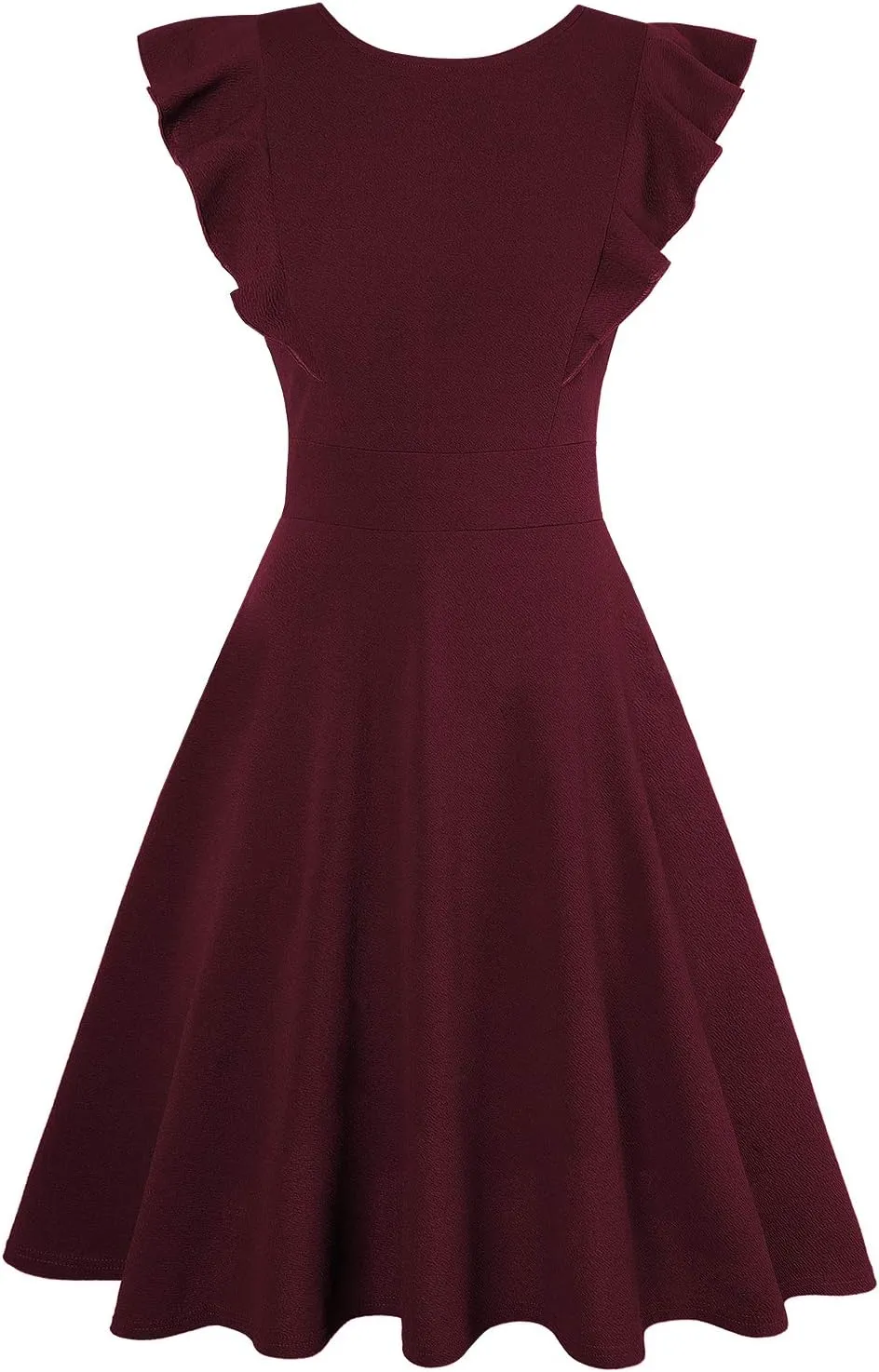 IHOT Women's Vintage Ruffle Floral Flared A Line Swing Casual Cocktail Party Dresses with Pockets