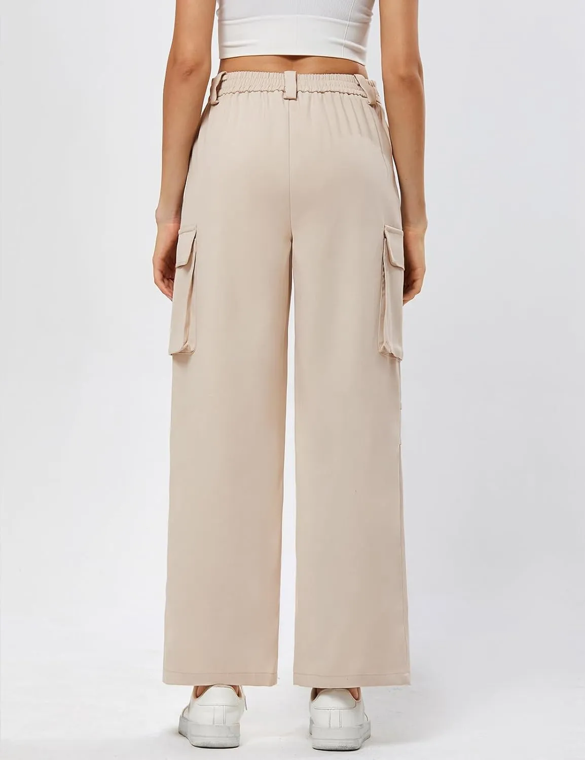 JASAMBAC Women High Waisted Cargo Pants Wide Leg Baggy Casual Pant 2024 Fall Streetwear Outfits with 4 Pockets
