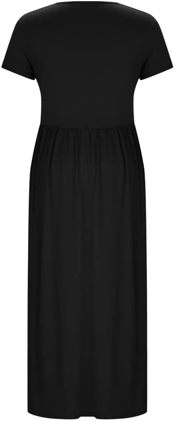 JOAU Women's Plus Size Summer Short Sleeve Maxi Dress 2025 Casual Wrap V Neck A Line Flowy Beach Long Dresses with Pockets