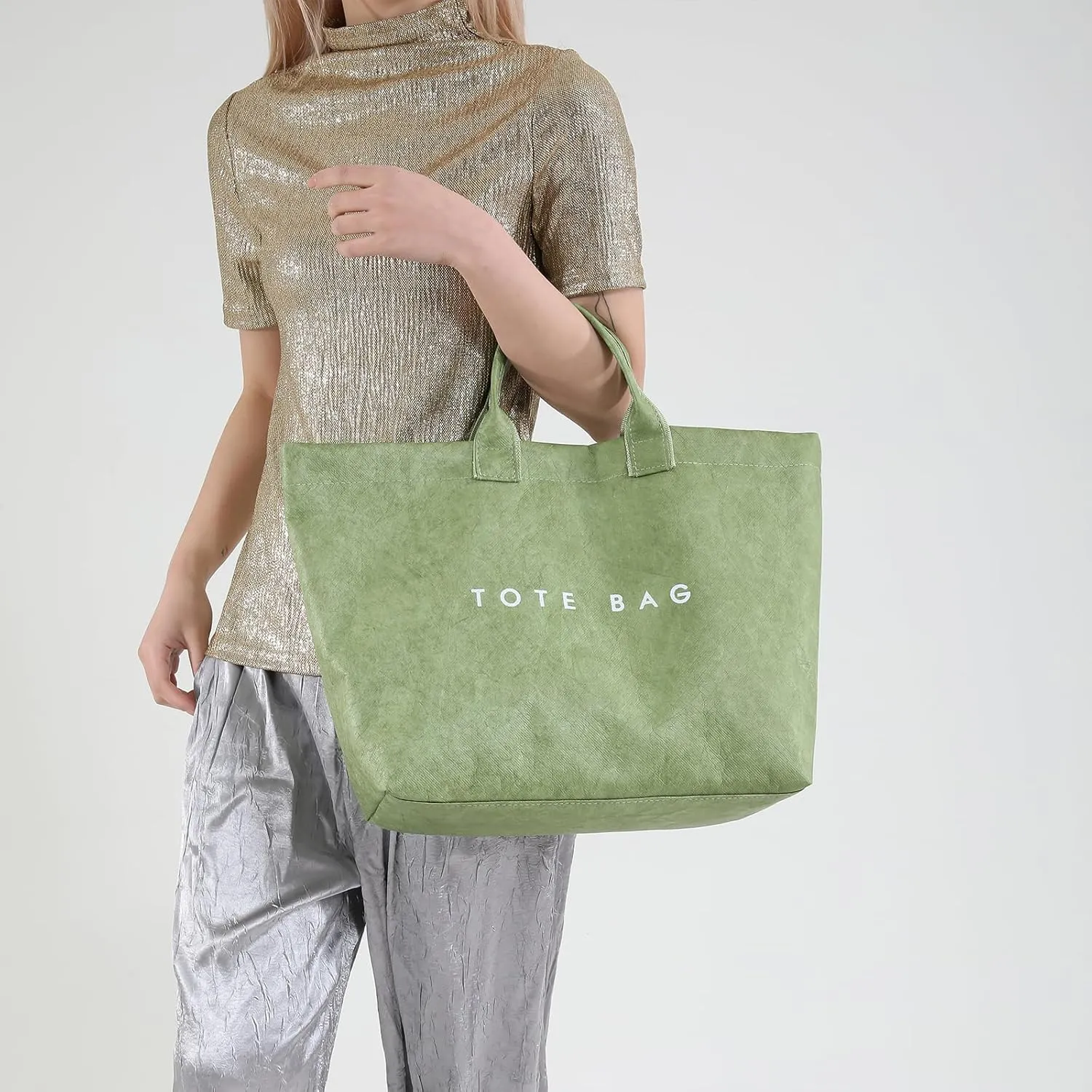 JQAliMOVV Extra Large Tote Bags for Women with Handles Dupont Paper Letters Print Handbag Oversized Tote Bag for Work