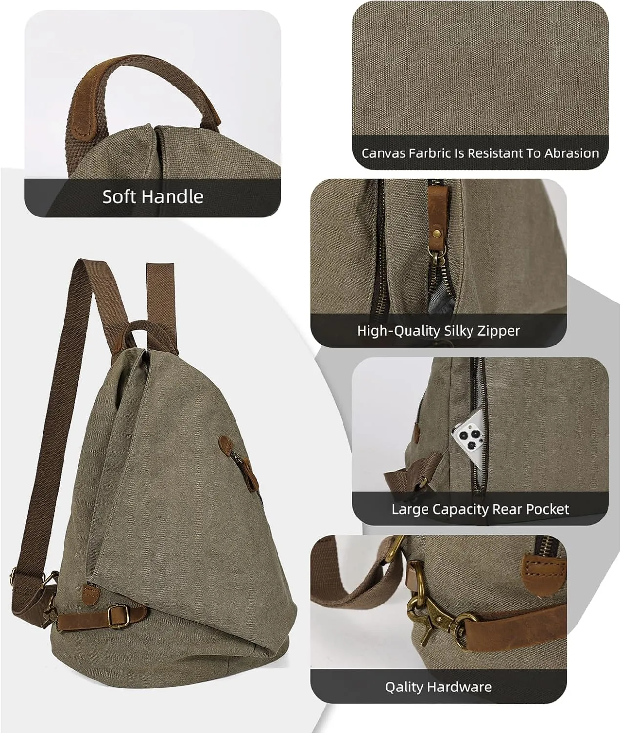 KL928 Canvas Vintage Backpack  Large Casual Daypack Outdoor Travel Rucksack Hiking Backpacks for Men Women