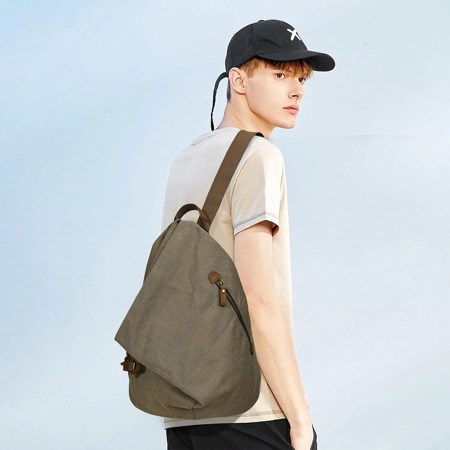 KL928 Canvas Vintage Backpack  Large Casual Daypack Outdoor Travel Rucksack Hiking Backpacks for Men Women