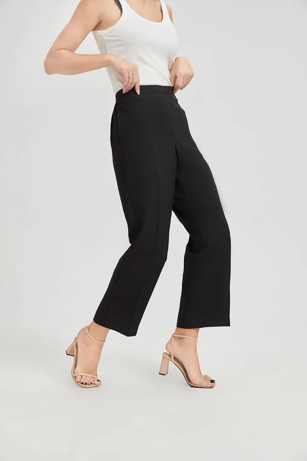 KYAL Women's High Waisted Stretchy Work Pants Straight Leg Business Office Trousers