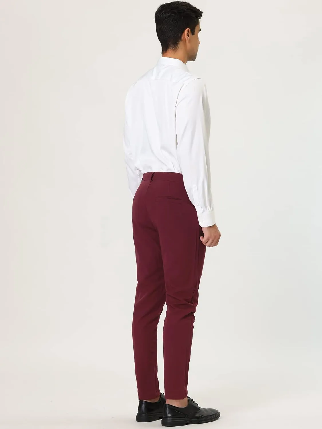 Lars Amadeus Men's Dress Chino Slim Fit Stretch Flat Front Solid Color Business Pants