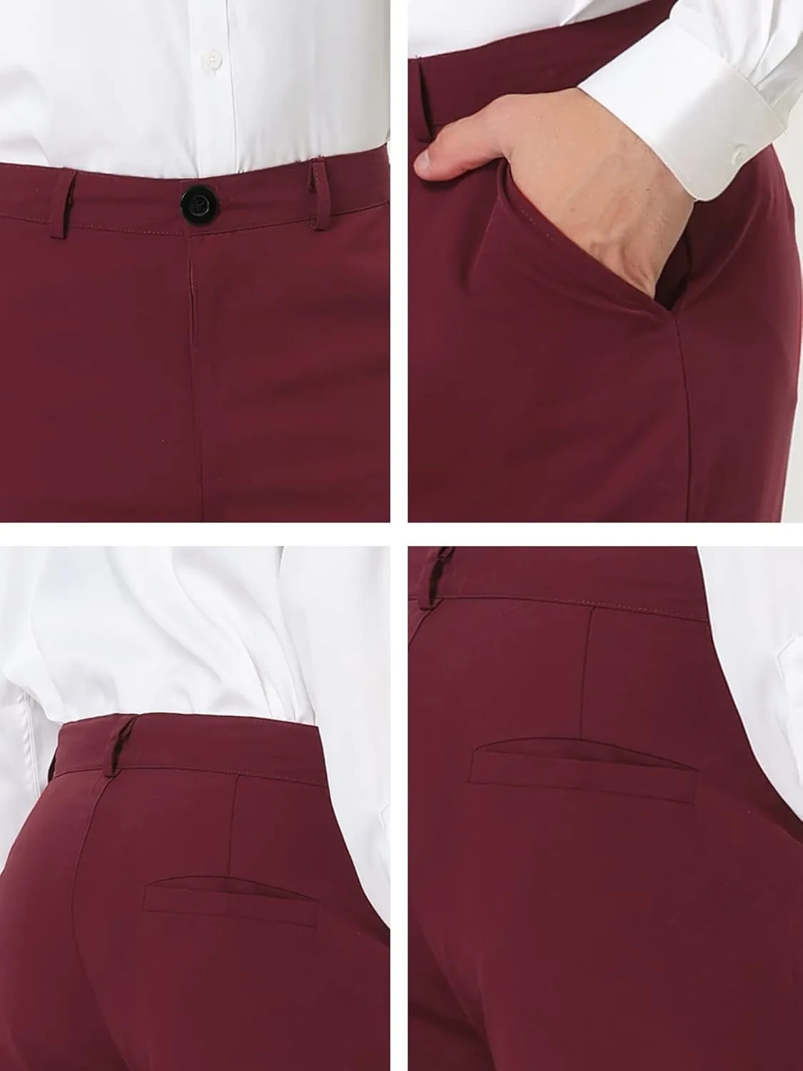 Lars Amadeus Men's Dress Chino Slim Fit Stretch Flat Front Solid Color Business Pants