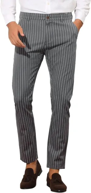 Lars Amadeus Men's Dress Striped Pants Slim Fit Flat Front Business Trousers