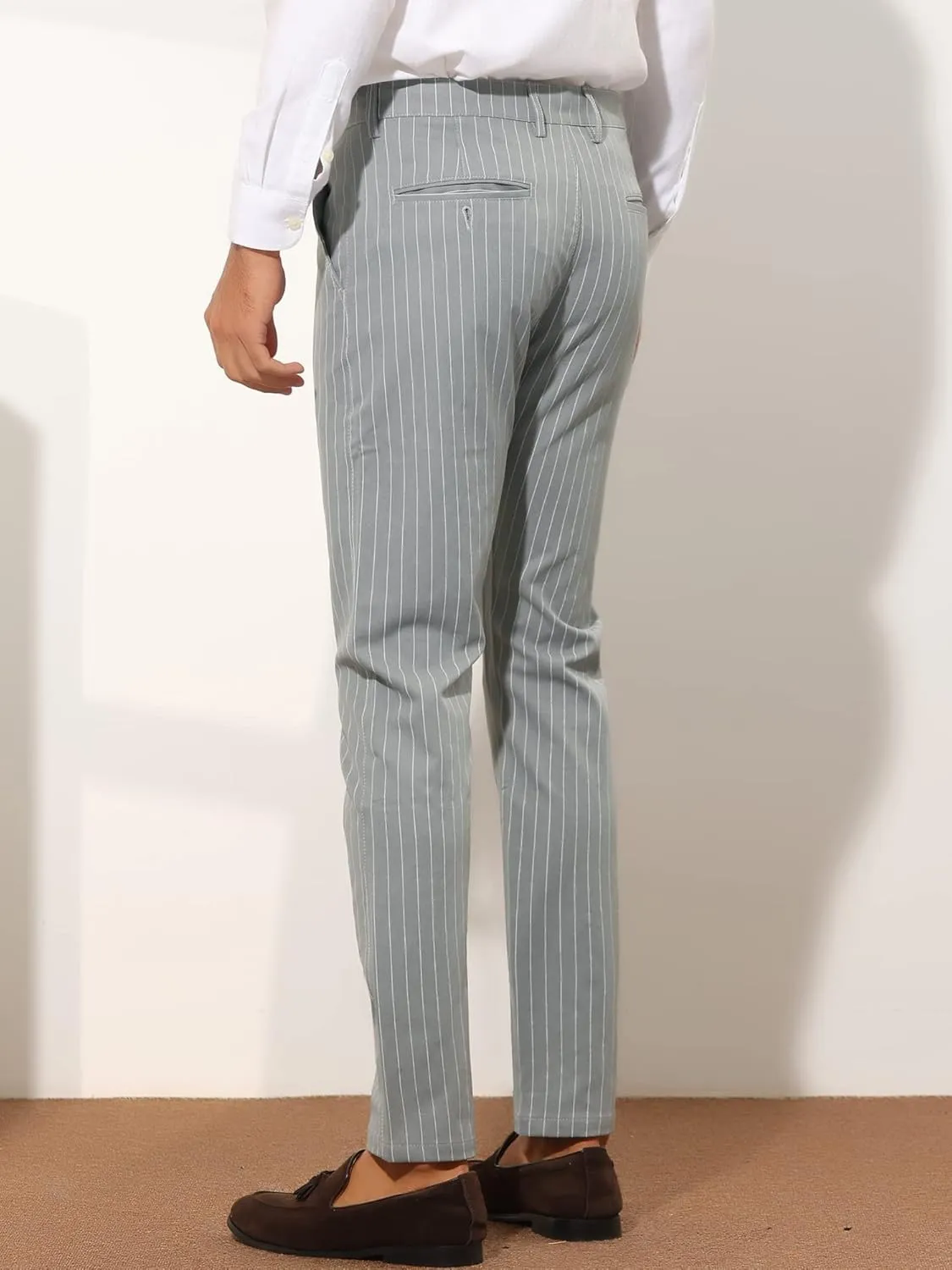 Lars Amadeus Men's Dress Striped Pants Slim Fit Flat Front Business Trousers