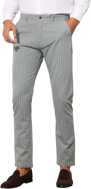 Lars Amadeus Men's Dress Striped Pants Slim Fit Flat Front Business Trousers