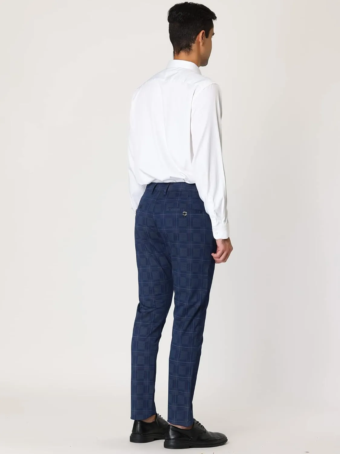 Lars Amadeus Men's Plaid Dress Pants Slim Fit Flat Front Business Check Trousers