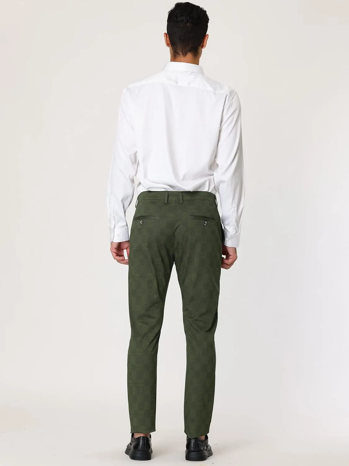 Lars Amadeus Men's Plaid Dress Pants Slim Fit Flat Front Business Check Trousers