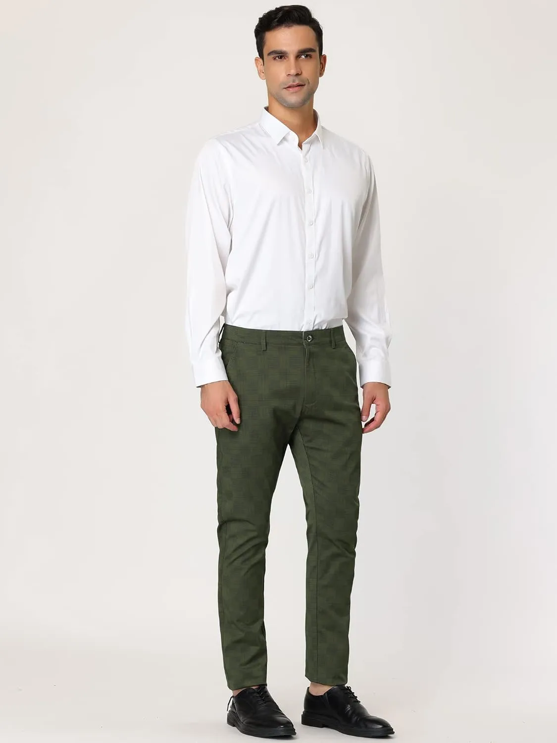 Lars Amadeus Men's Plaid Dress Pants Slim Fit Flat Front Business Check Trousers