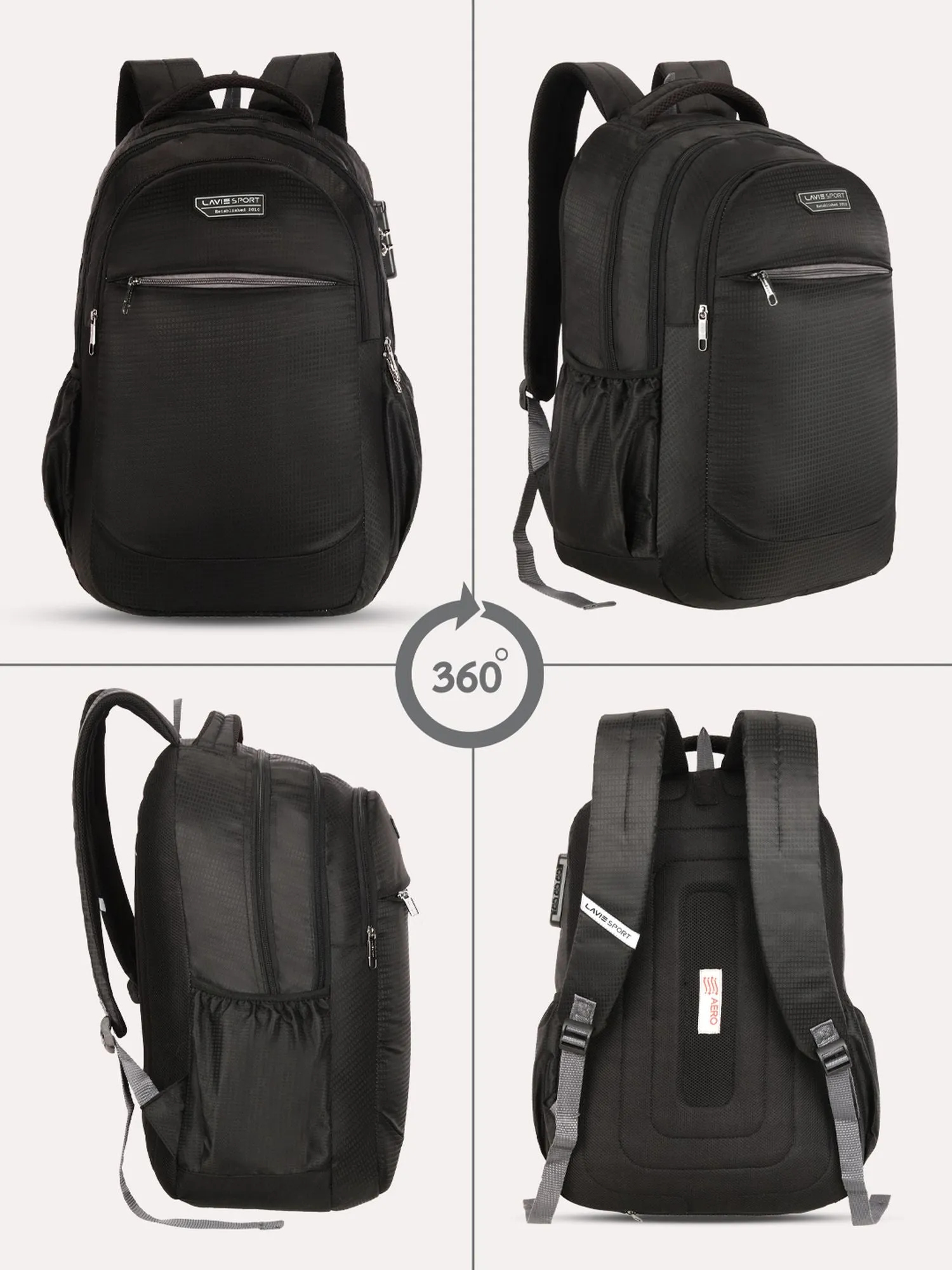 Lavie Sport Graphene 32L Laptop Backpack For Men & Women Black