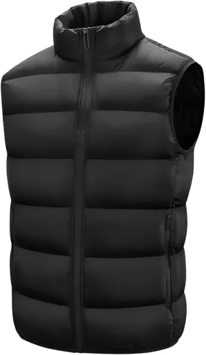 lcziwo Men's Lightweight Puffer Vest Stand Collar zip up sleeveless Jacket Packable warm winter padded Cotton coat