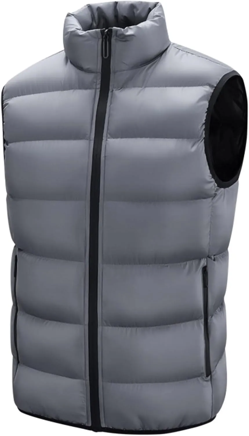 lcziwo Men's Lightweight Puffer Vest Stand Collar zip up sleeveless Jacket Packable warm winter padded Cotton coat
