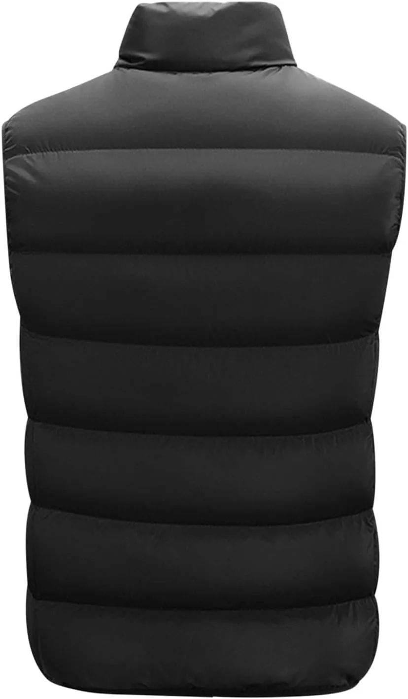 lcziwo Men's Lightweight Puffer Vest Stand Collar zip up sleeveless Jacket Packable warm winter padded Cotton coat
