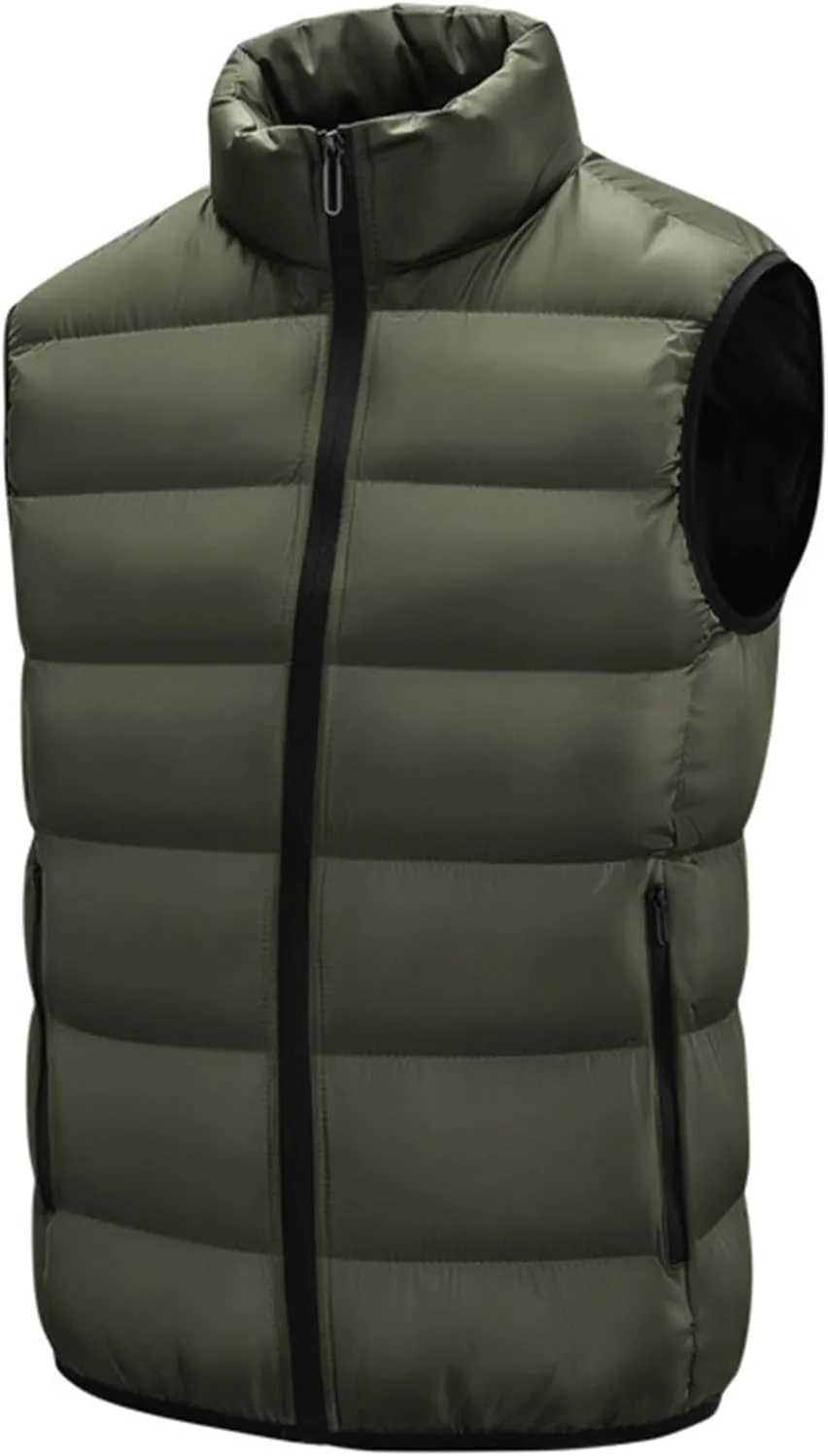 lcziwo Men's Lightweight Puffer Vest Stand Collar zip up sleeveless Jacket Packable warm winter padded Cotton coat