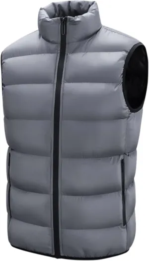 lcziwo Men's Lightweight Puffer Vest Stand Collar zip up sleeveless Jacket Packable warm winter padded Cotton coat