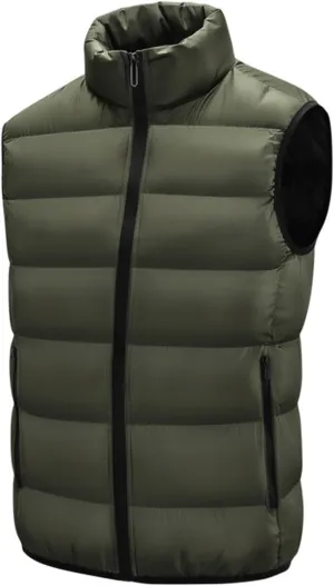 lcziwo Men's Lightweight Puffer Vest Stand Collar zip up sleeveless Jacket Packable warm winter padded Cotton coat