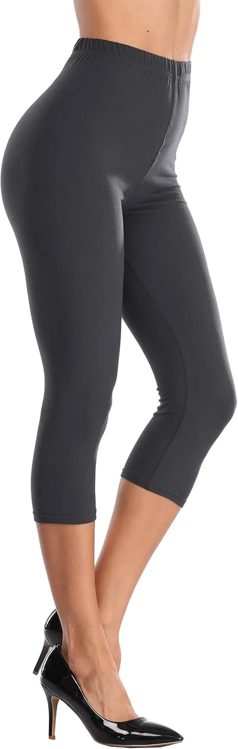LIGHTBACK Women's Capri Leggings High Waisted Cropped Yoga Pants Workout Capri Stretchy Gym Tights