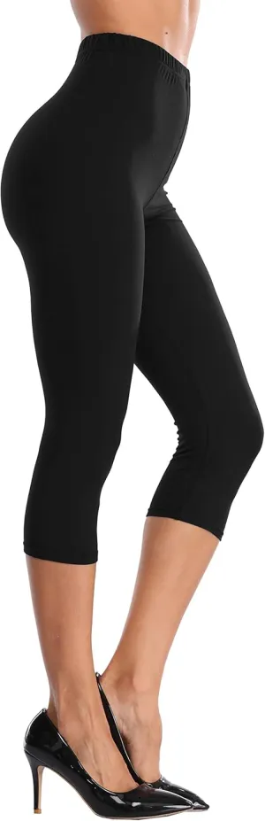 LIGHTBACK Women's Capri Leggings High Waisted Cropped Yoga Pants Workout Capri Stretchy Gym Tights