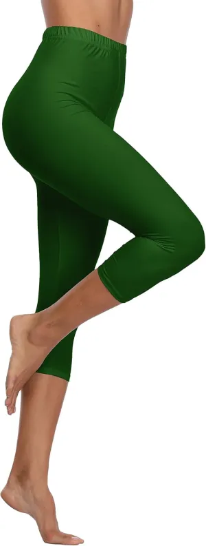 LIGHTBACK Women's Capri Leggings High Waisted Cropped Yoga Pants Workout Capri Stretchy Gym Tights