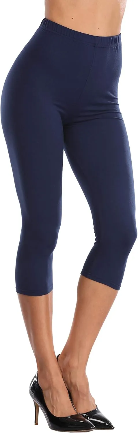 LIGHTBACK Women's Capri Leggings High Waisted Cropped Yoga Pants Workout Capri Stretchy Gym Tights