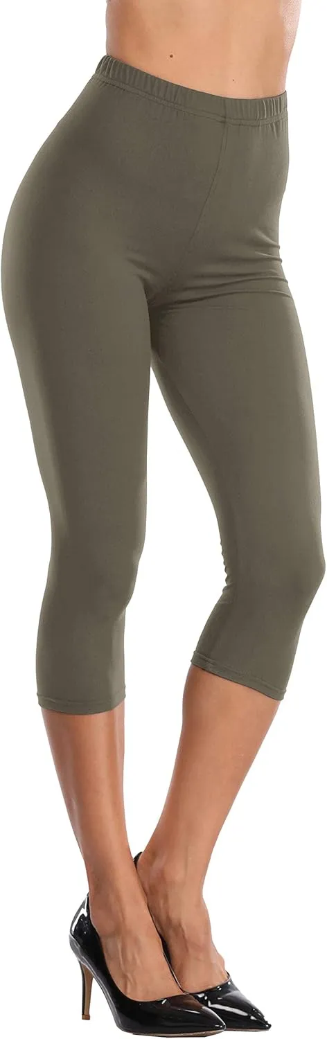 LIGHTBACK Women's Capri Leggings High Waisted Cropped Yoga Pants Workout Capri Stretchy Gym Tights