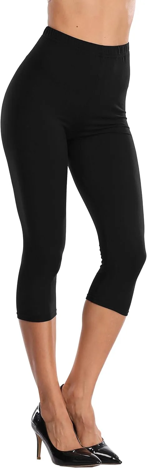 LIGHTBACK Women's Capri Leggings High Waisted Cropped Yoga Pants Workout Capri Stretchy Gym Tights