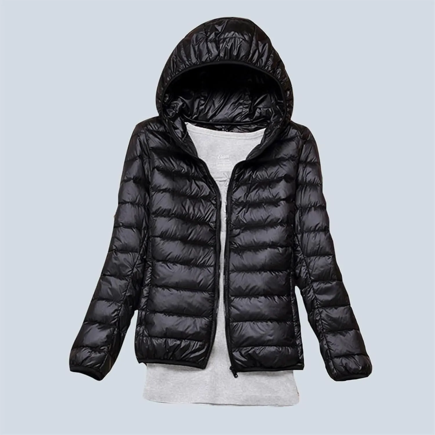 Lightweight Puffer Jacket Women Plus Size Padded Down Coats Zip Up Warm Winter Jacket Outerwear with Hooded