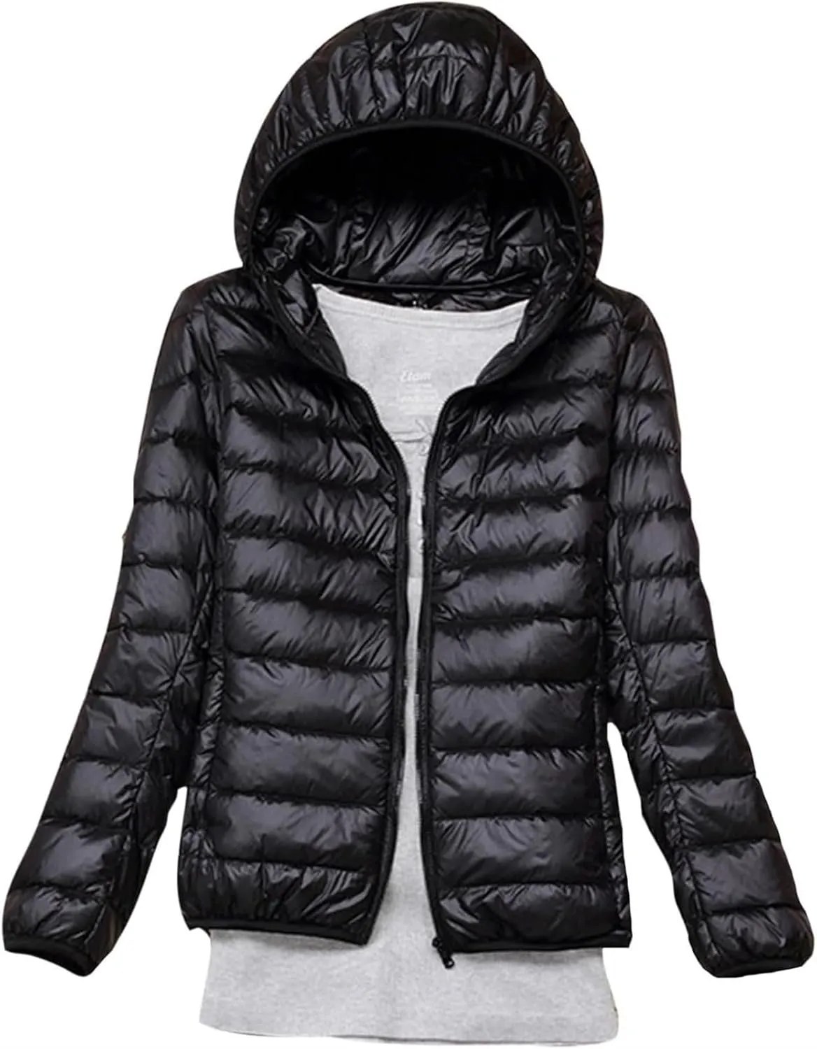 Lightweight Puffer Jacket Women Plus Size Padded Down Coats Zip Up Warm Winter Jacket Outerwear with Hooded
