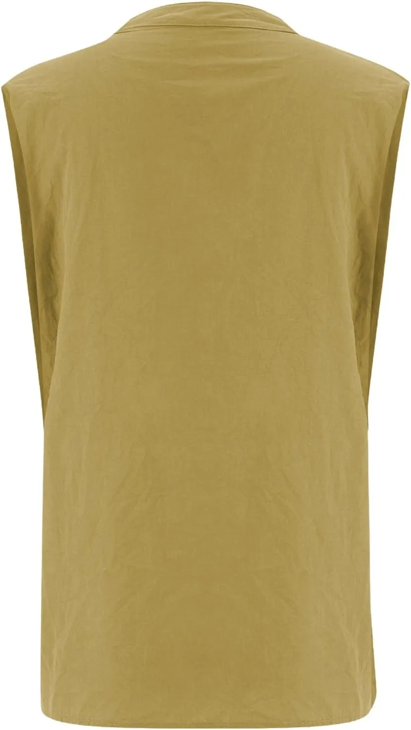 Linen Tank Tops for Women Button Down Sleeveless V Neck Loose Comfort Shirts Plus Size Summer Clothes for Women