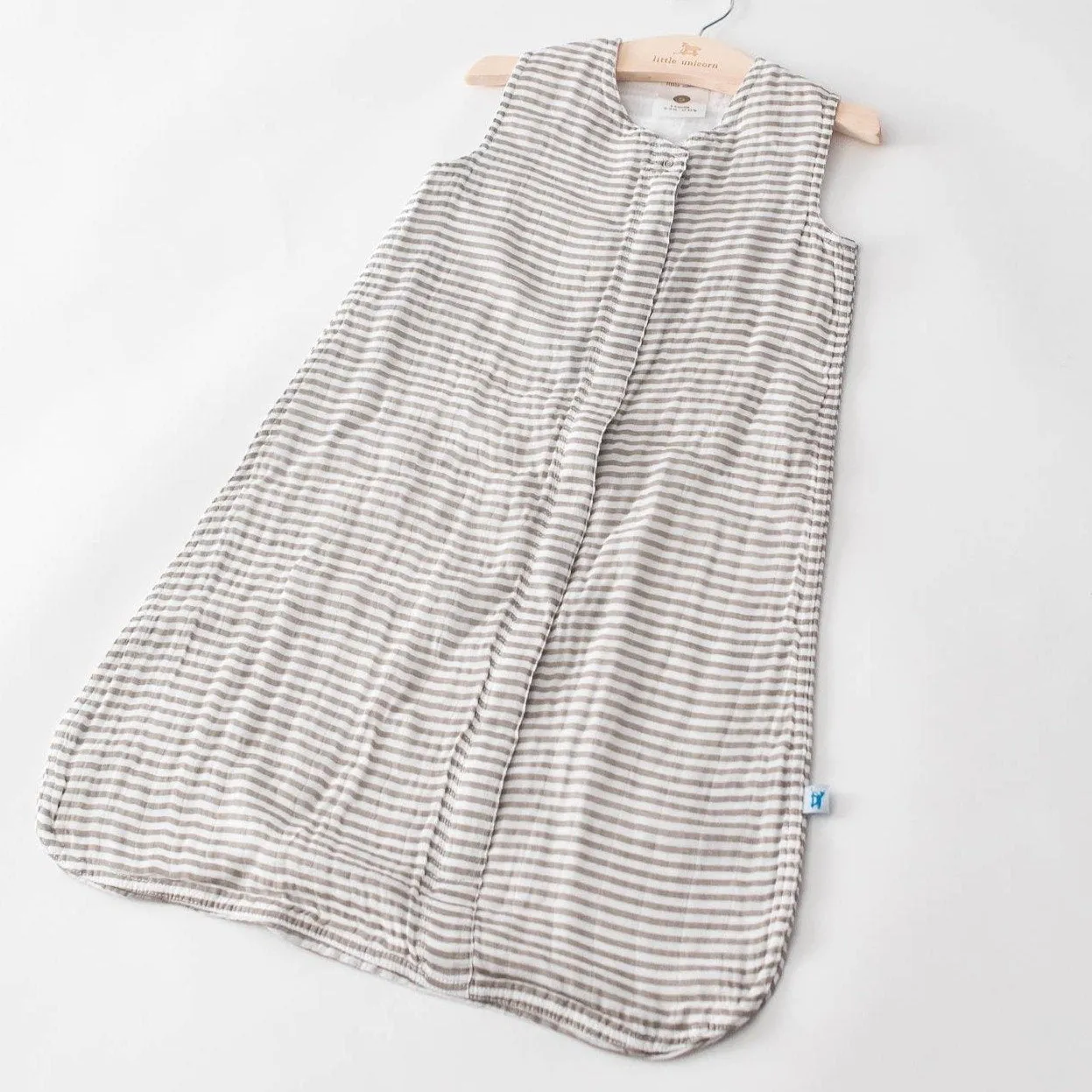 Little Unicorn Cotton Muslin Sleep Bag - Grey Stripe