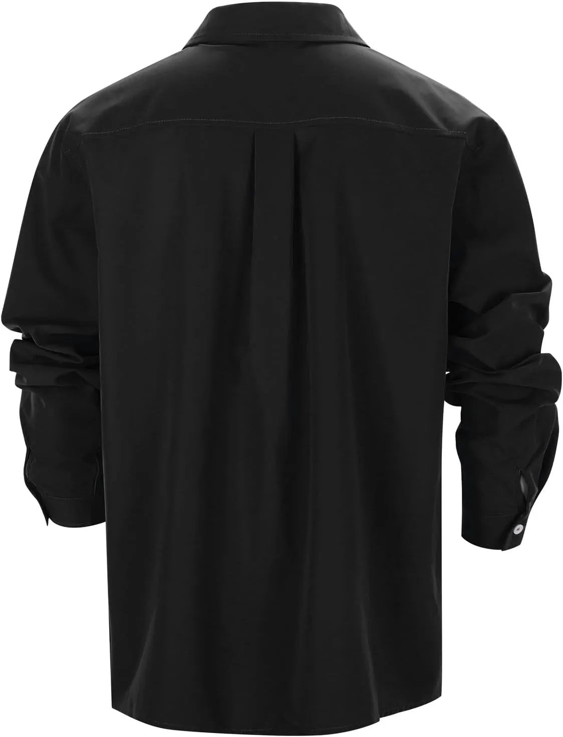 Long Sleeve T Shirt for Men Casual Button Down Lapel Neck Tee Shirt Plus Size Loose Fit Solid Business Dress Shirts