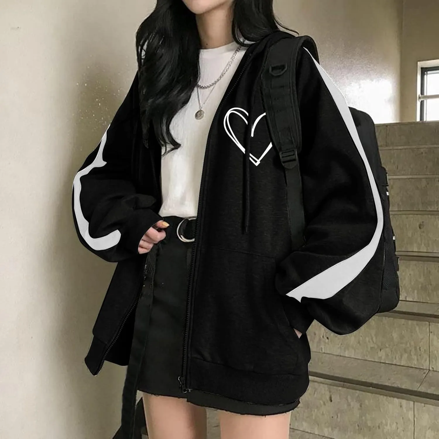 Los Angeles California Jacket for Women Hoodies Full Zip Up Print Pockets Long Sleeve Hooded Sweatshirt Coat Cute Zipper
