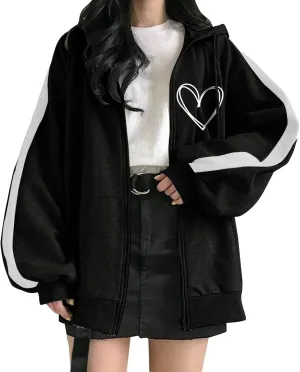 Los Angeles California Jacket for Women Hoodies Full Zip Up Print Pockets Long Sleeve Hooded Sweatshirt Coat Cute Zipper