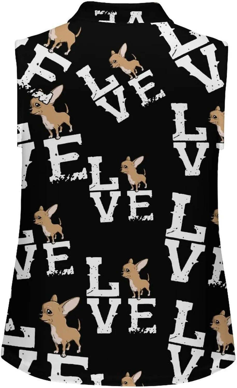 Love Chihuahua Women's Sleeveless Golf Polo Shirts Athletic Tank Tops